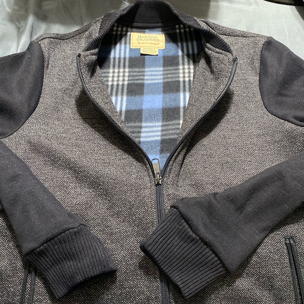 Boston Traders Navy fleece lined jacket. Varsity style jacket